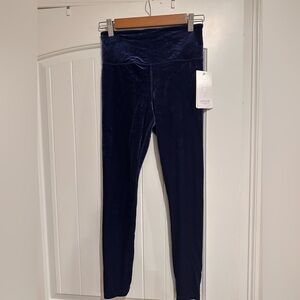 Navy velvet Athleta Elation leggings. NWT
